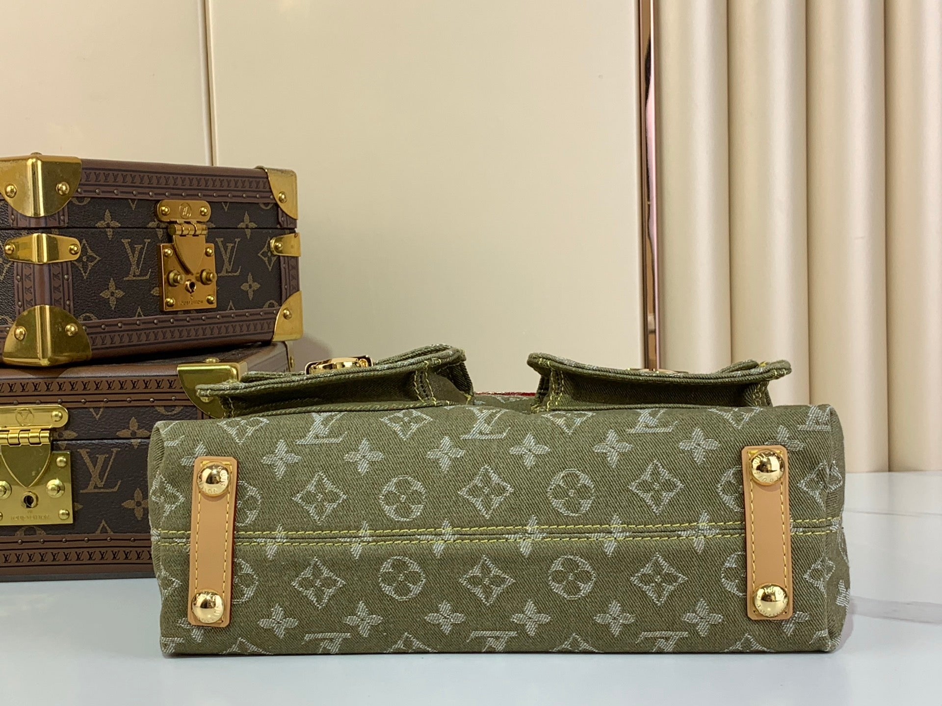 Vintage Denim Messenger Bag Green